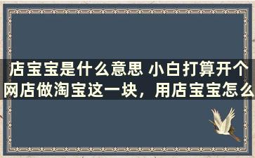 店宝宝是什么意思 小白打算开个网店做淘宝这一块，用店宝宝怎么样靠谱吗